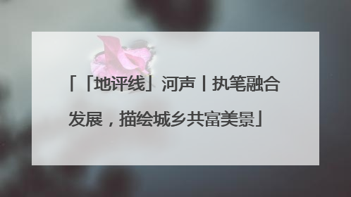 「地评线」河声丨执笔融合发展，描绘城乡共富美景