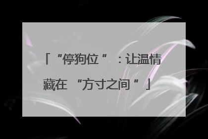 “停狗位 ”：让温情藏在 “方寸之间 ”