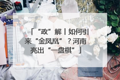 “政”解丨如何引来“金凤凰”？河南亮出“一盘棋”