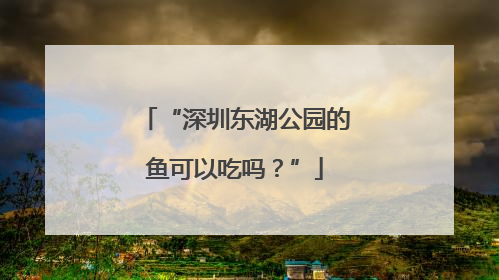 “深圳东湖公园的鱼可以吃吗？”