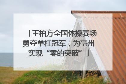 王柏方全国体操赛场勇夺单杠冠军，为亳州实现“零的突破”
