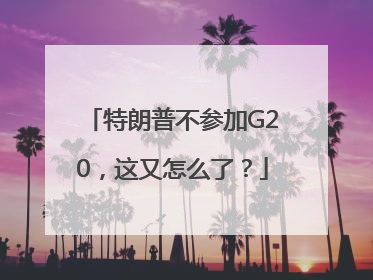 特朗普不参加G20，这又怎么了？