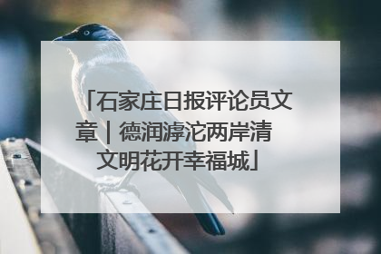 石家庄日报评论员文章｜德润滹沱两岸清 文明花开幸福城