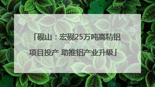 砚山：宏砚25万吨高精铝项目投产 助推铝产业升级