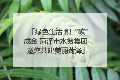 绿色生活 积“碳”成金 菏泽市水务集团邀您共建美丽菏泽