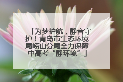 为梦护航，静音守护！青岛市生态环境局崂山分局全力保障中高考“静环境”