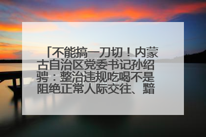 不能搞一刀切！内蒙古自治区党委书记孙绍骋：整治违规吃喝不是阻绝正常人际交往、黯淡人间烟火