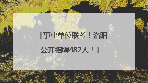 事业单位联考！洛阳公开招聘482人！