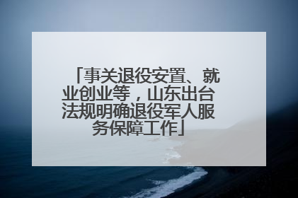 事关退役安置、就业创业等，山东出台法规明确退役军人服务保障工作