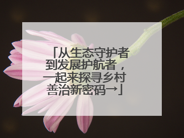 从生态守护者到发展护航者，一起来探寻乡村善治新密码→