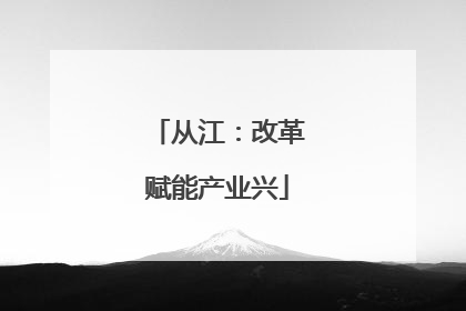 从江：改革赋能产业兴