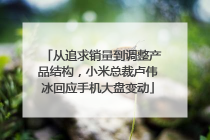 从追求销量到调整产品结构，小米总裁卢伟冰回应手机大盘变动