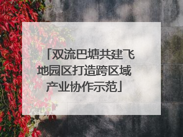 双流巴塘共建飞地园区打造跨区域产业协作示范