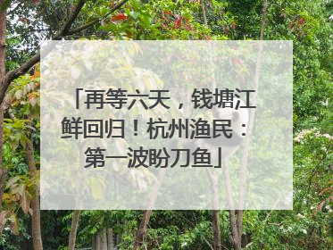 再等六天，钱塘江鲜回归！杭州渔民：第一波盼刀鱼