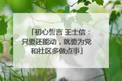 初心誓言 王士信：只要还能动，就要为党和社区多做点事