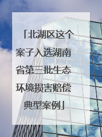 北湖区这个案子入选湖南省第三批生态环境损害赔偿典型案例