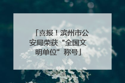 喜报！滨州市公安局荣获“全国文明单位”称号