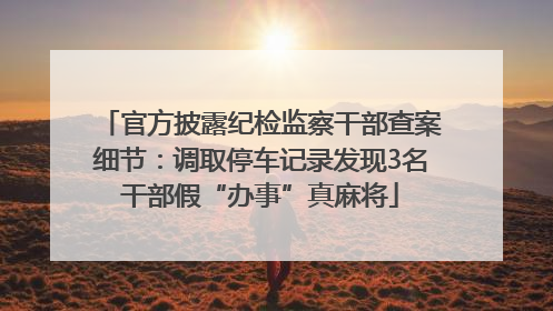 官方披露纪检监察干部查案细节：调取停车记录发现3名干部假“办事”真麻将
