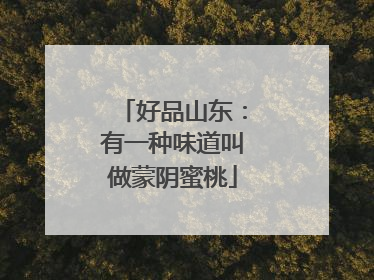 好品山东：有一种味道叫做蒙阴蜜桃