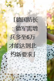 德国防长：德军需增兵多至6万才能达到北约新要求