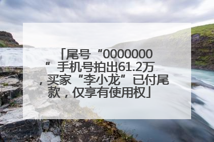 尾号“0000000”手机号拍出61.2万，买家“李小龙”已付尾款，仅享有使用权