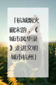 杭城烟火藏宋韵，《城市风华录》走进文明城市杭州