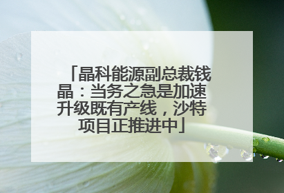 晶科能源副总裁钱晶：当务之急是加速升级既有产线，沙特项目正推进中