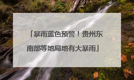 暴雨蓝色预警！贵州东南部等地局地有大暴雨