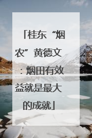 桂东“烟农”黄德文：烟田有效益就是最大的成就