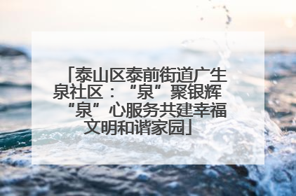 泰山区泰前街道广生泉社区：“泉”聚银辉“泉”心服务共建幸福文明和谐家园