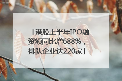 港股上半年IPO融资额同比增688%，排队企业达220家