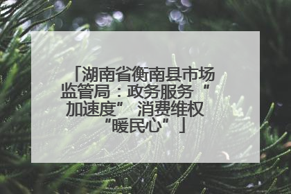 湖南省衡南县市场监管局：政务服务“加速度” 消费维权“暖民心”