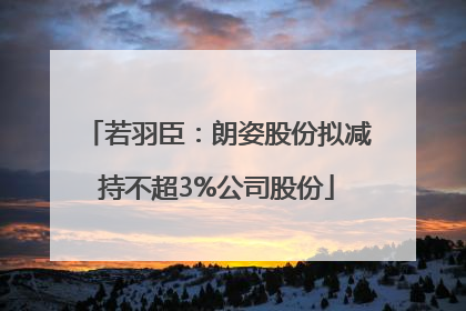 若羽臣：朗姿股份拟减持不超3%公司股份