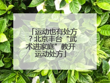 运动也有处方？北京丰台“武术进家庭”教开运动处方
