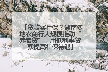 贷款买社保？湖南多地农商行大规模推动“养老贷”，用低利率贷款提高社保待遇