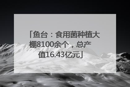 鱼台：食用菌种植大棚8100余个，总产值16.43亿元