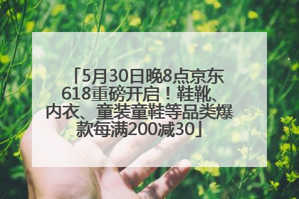 5月30日晚8点京东618重磅开启！鞋靴、内衣、童装童鞋等品类爆款每满200减30